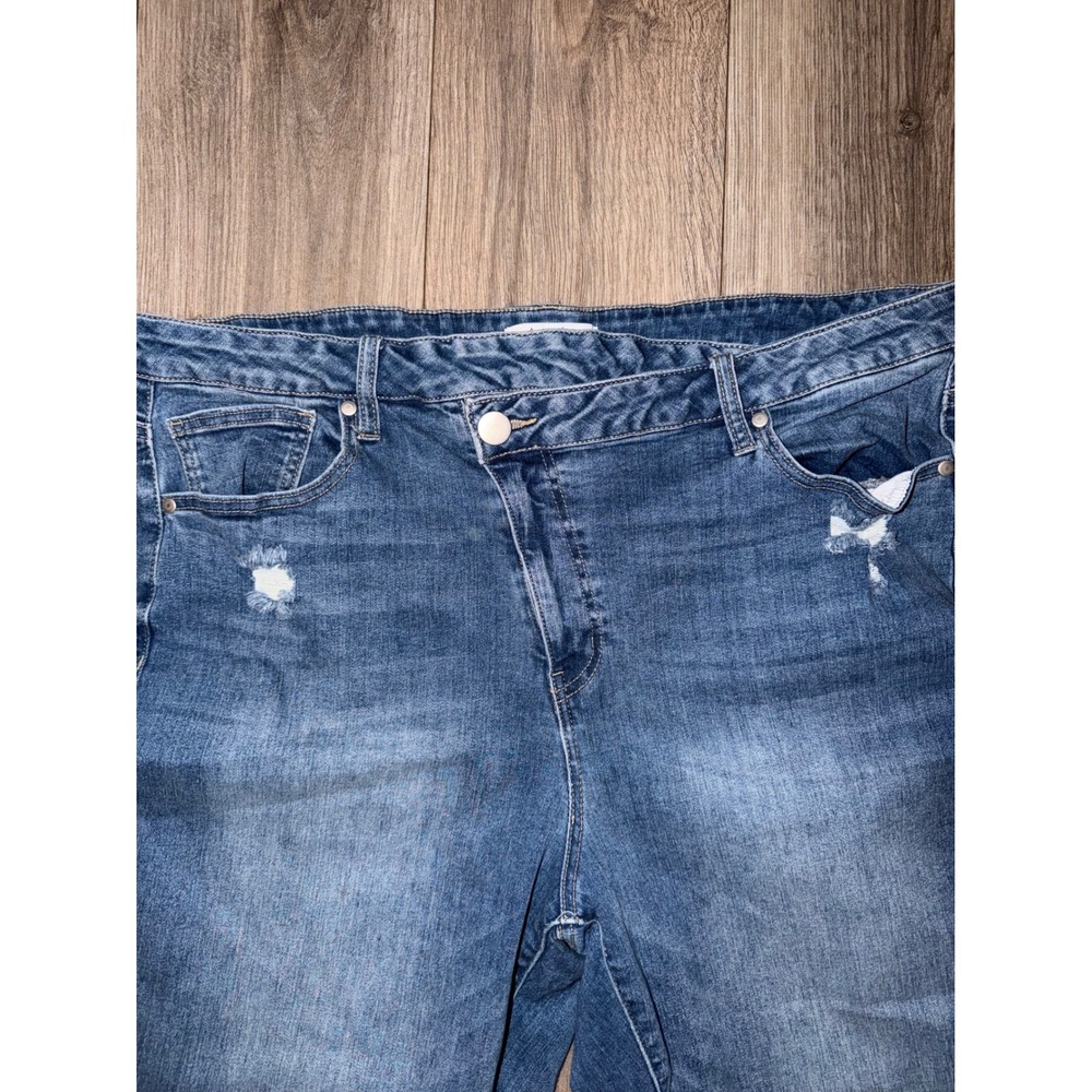 Arula Womens Distressed Straight Leg Jeans Medium Wash Raw Hem Size 18 112506 J1 - Picture 4 of 10